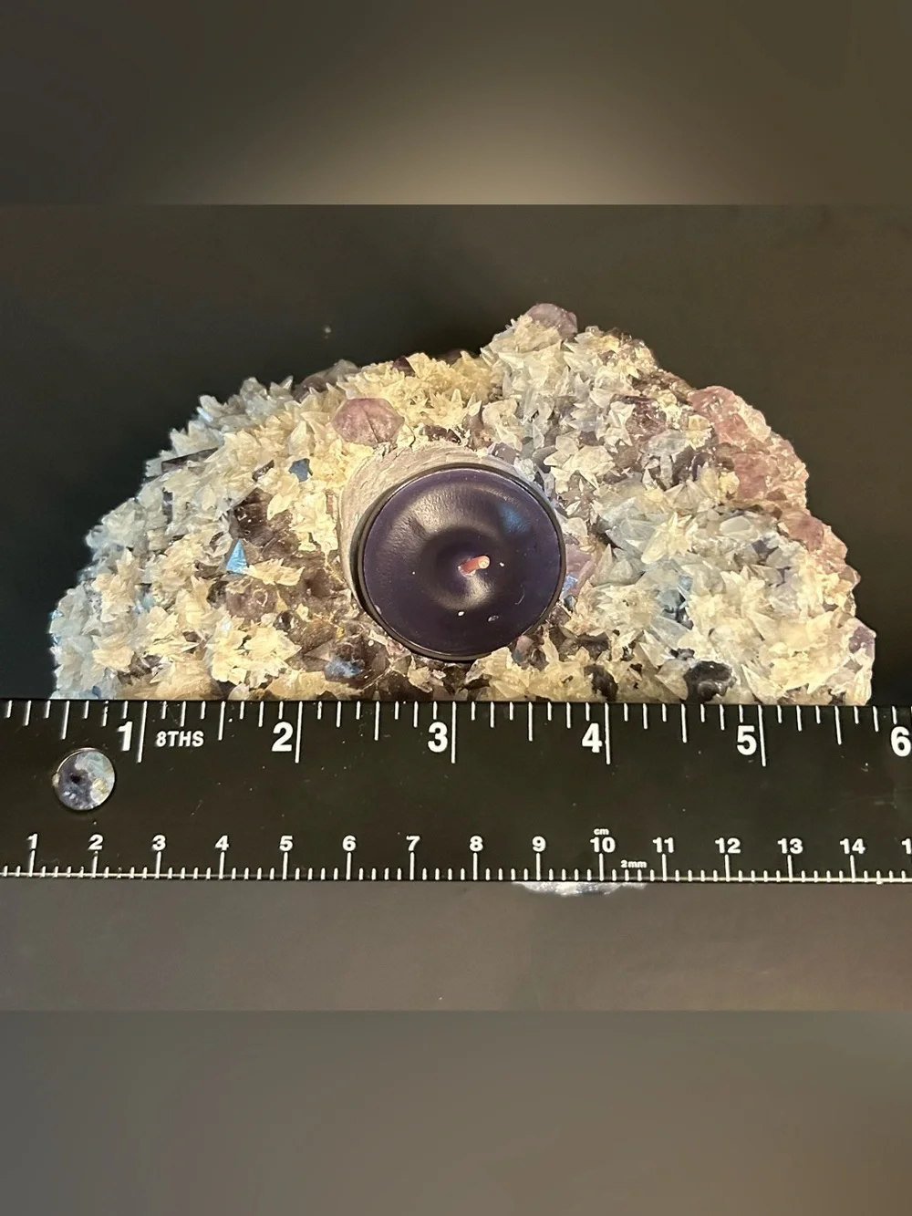 Raw Amethyst Crystal Geode Tea Light Candle Holder 2.13 lbs.
